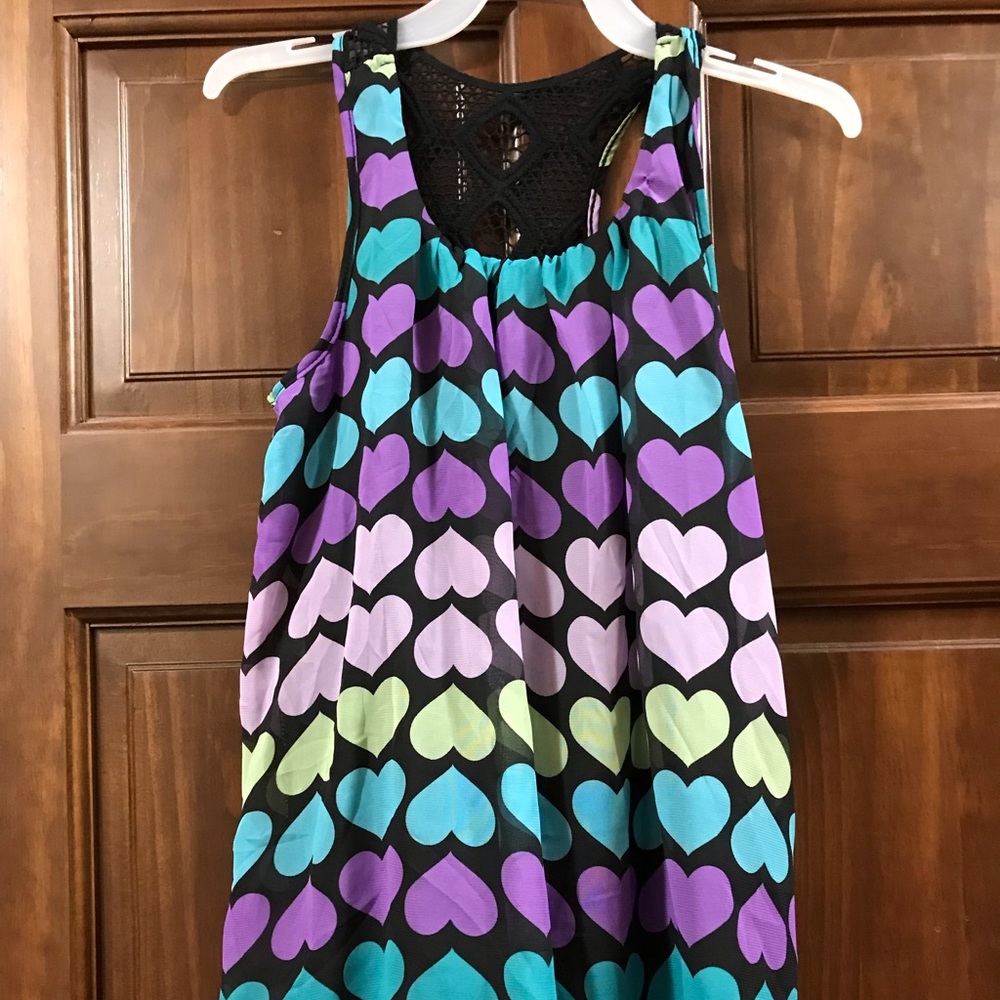 George NWT Girls Baby Doll Heart Pattern Sleeveless Top